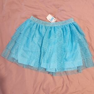 JUSTICE Light Blue Ruffle Skirt With Sparkly Waistband sz 10 New with tag